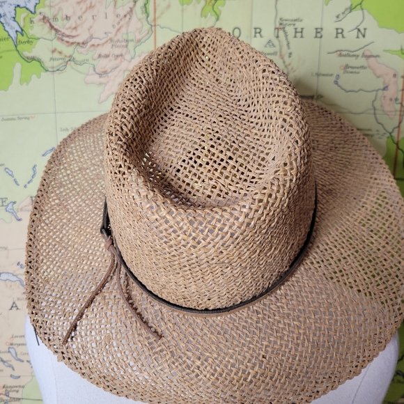 Tan Straw Cowboy Hat Rancher Western Bohemain Country Festival - Picture 5 of 8